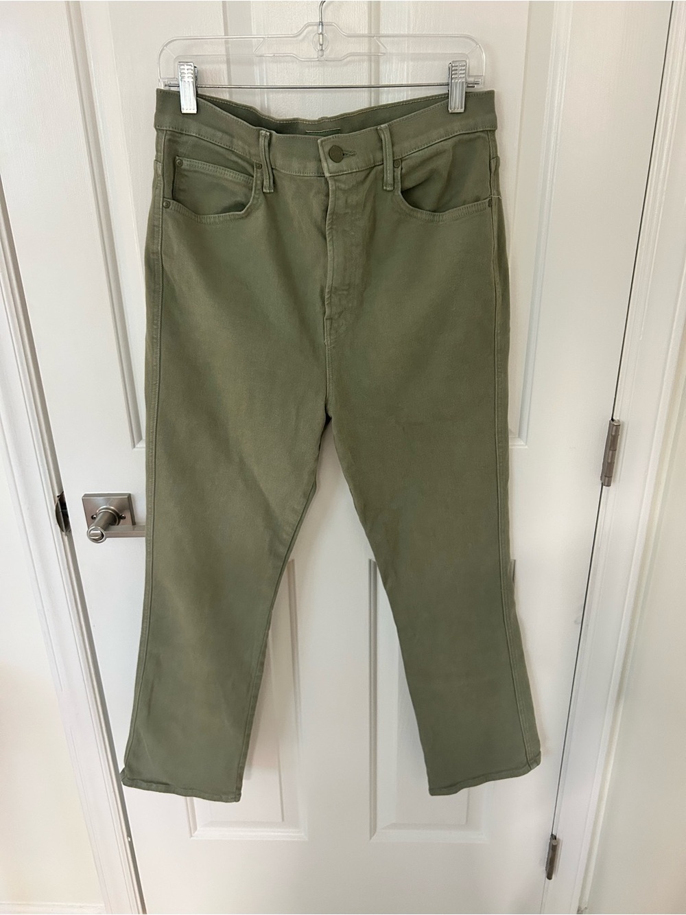 Mother High Waisted Smokin Double Ankle Jeans Oil Green - Picture 2 of 7